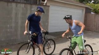 Biker jocks fucking in the garage
