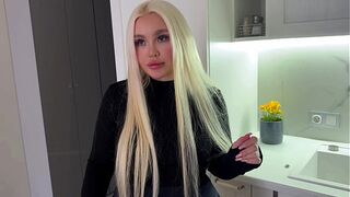 The young landlady in stockings hasn't had sex in a long time. I have to fuck her or give her the money.