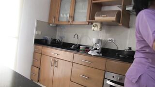 Step mom with huge round ass works as a maid and gets fucked by the boss