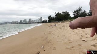 Babe Can I Cum On Your Tits? - Public Cock Flashing On The Beach