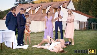 BRIDE4K. Blonde bride with natural tits enjoyed a good fuck on her kinky wedding