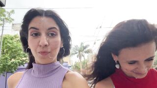 Two neighbors asked me to cum on their faces and went for a walk outside with cum on their faces