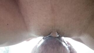 POV horny amateur milf welcomes her boyfriend home from work in the best way and receives a rich creampie.