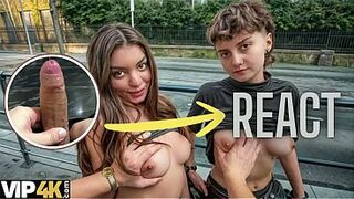 React: VIP4K. Two pretty Lesbians don't mind to having a Threesome with a stranger from the train